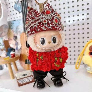Costume Couronne Royale pour Figurine Labubu – Édition Roses Rubis