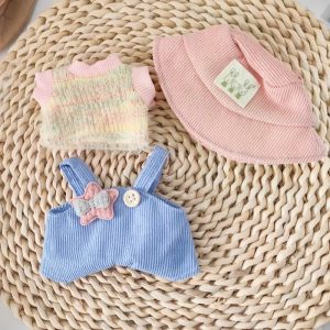 Costume Pastel Détente pour Figurine Labubu – Édition Bob Rose & Salopette Noeud