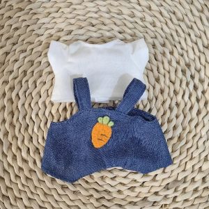 Costume Carotte Denim pour Figurine Labubu – Édition Bob Bleu Pastel
