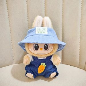 Costume Carotte Denim pour Figurine Labubu – Édition Bob Bleu Pastel