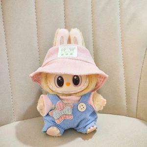 Costume Pastel Détente pour Figurine Labubu – Édition Bob Rose & Salopette Noeud