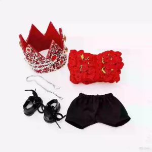 Costume Couronne Royale pour Figurine Labubu – Édition Roses Rubis