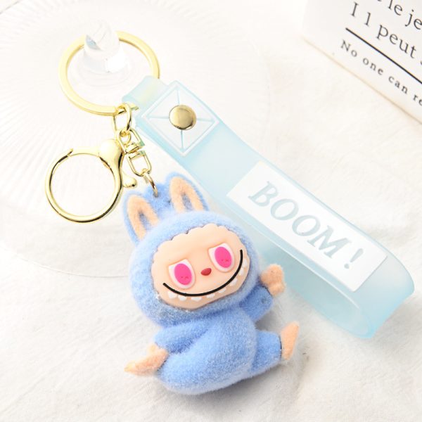Porte-clés Labubu en peluche – Modèles kawaii (bleu, rose claire, rose, jaune)