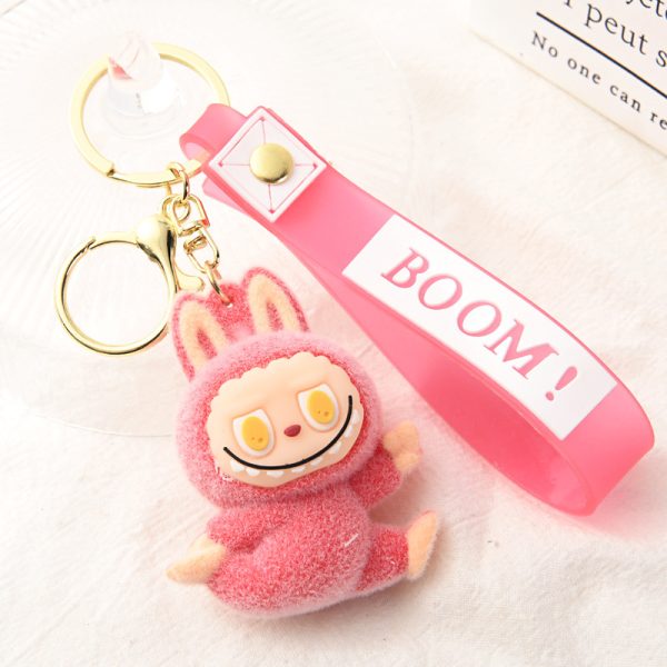 Porte-clés Labubu en peluche – Modèles kawaii (bleu, rose claire, rose, jaune)