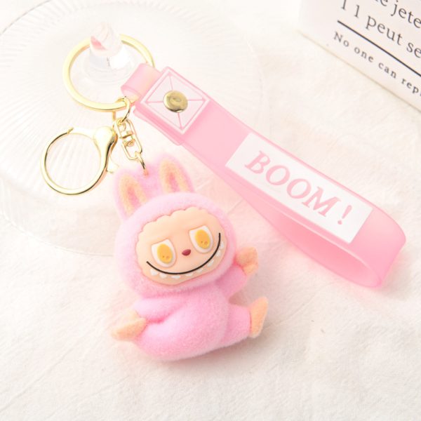 Porte-clés Labubu en peluche – Modèles kawaii (bleu, rose claire, rose, jaune)