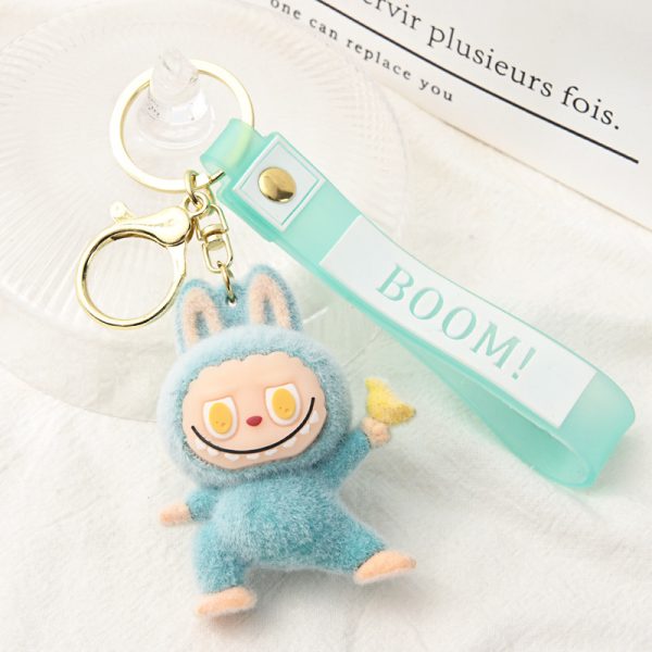 Porte-clés Labubu en peluche – Modèles kawaii (vert, violet, gris, beige, turquoise)