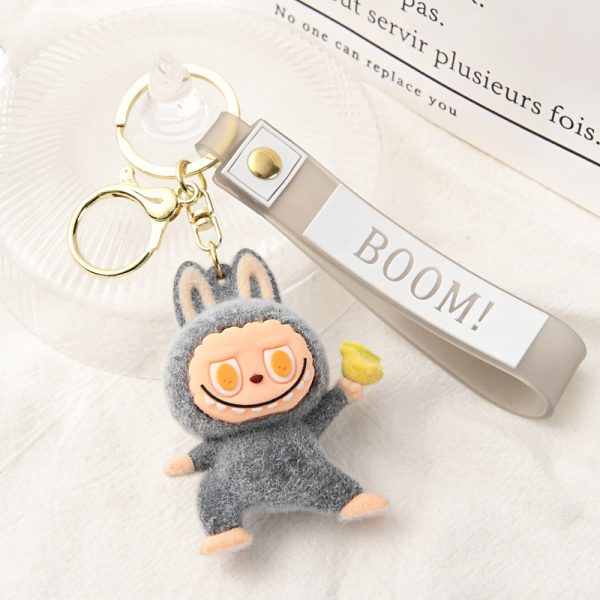 Porte-clés Labubu en peluche – Modèles kawaii (vert, violet, gris, beige, turquoise) – Image 2