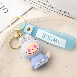 Porte-clés Labubu en peluche – Modèles kawaii (bleu, violet, rose clair, rose foncé)