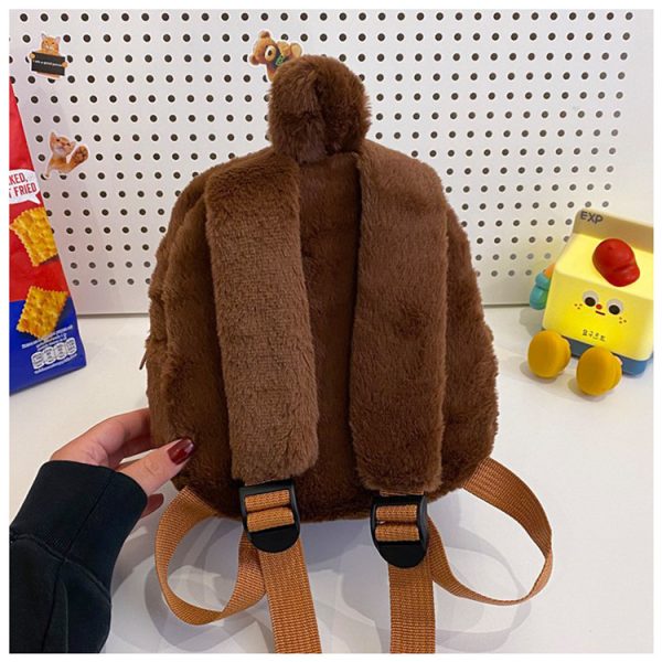 Sac à dos Labubu en peluche marron – Accessoire kawaii – Image 4