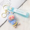Porte-clés Labubu en peluche – Modèles kawaii (bleu, rose clair, marron, rose foncé) avec bandeau - Bleu