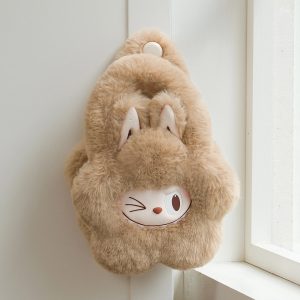 Sac à Dos Kawaii en Peluche Marron – Design Adorable de Lapin