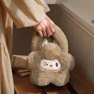 Sac à Dos Kawaii en Peluche Marron – Design Adorable de Lapin
