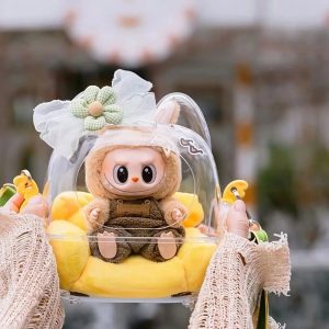 Sac Transparent Kawaii pour Poupée Labubu – Sac à Dos d’Exposition avec Sangle