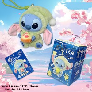 Figurine Labubu × Stitch Eat Something Before Sleep – Crispy Pizza | Collection d’Art Toys Designer