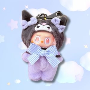 Labubu × Sanrio Kuromi – Peluche Cosplay Noire et Lilas 17 cm