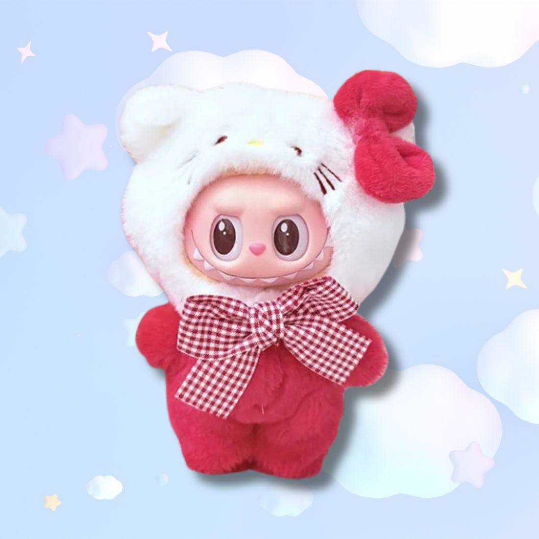 Labubu × Sanrio Hello Kitty – Peluche Cosplay Rouge et Blanche 17 cm (Édition Collector Kawaii Iconique)