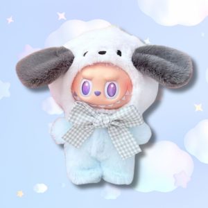 Labubu × Sanrio Pochacco – Peluche Cosplay Blanche 17 cm