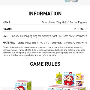 Teletubbies “Say Hello” – Figurines Mystères de Collection (8 Modèles + Édition Secrète) | Série Kawaii Nostalgique
