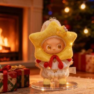 Labubu Costume Noël 17 cm – Tenue Sapin & Tenue Étoile en Peluche