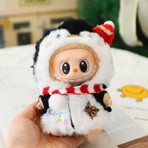 Labubu Tenue Noël Pingouin & Neige 17 cm – Costume Hiver en Peluche