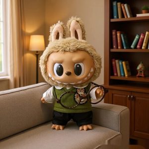 Tenue Labubu 38 cm – Ensemble “Classic Scholar” Style Académique Vintage avec Chemise, Gilet Vert & Lunettes