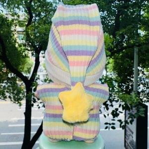 Tenue Pyjama Labubu 17 cm – Ensemble “Rainbow Star” Pastel à Rayures avec Bonnet et Étoile en Peluche (2 Variations)